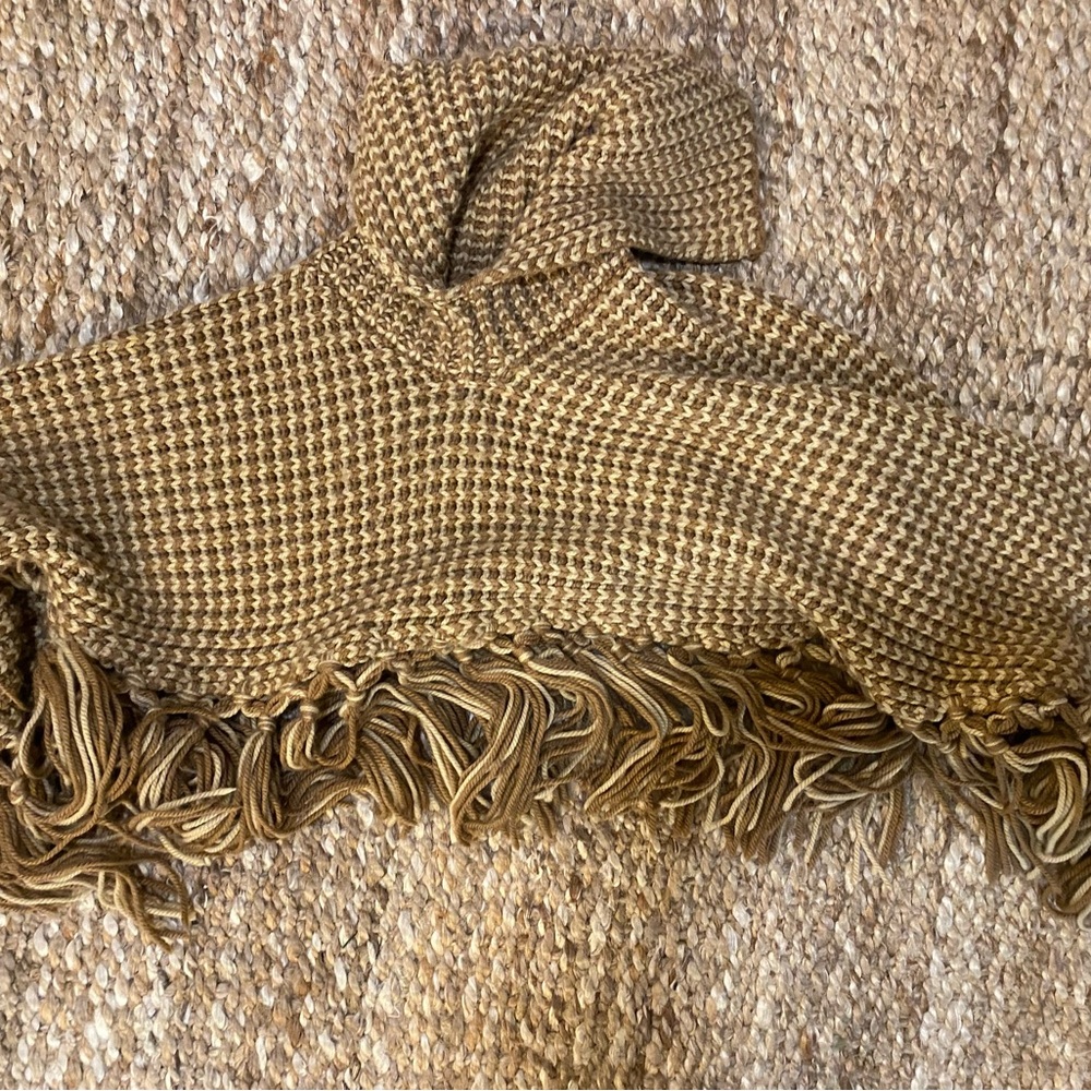 MIU MIU Brown Knit Fringe Poncho